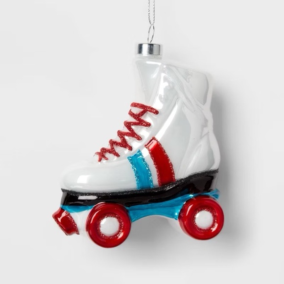 Accessories - Glass Rollerskate Christmas Tree Ornament White nwt retro